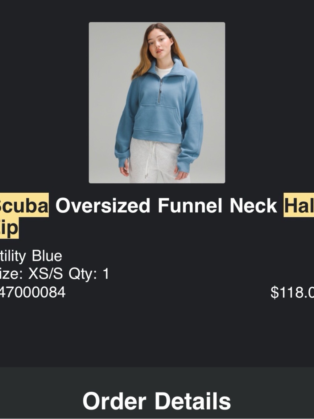 lululemon athletica Scuba Oversized Funnel Neck Half Zip Utility Blue XS / S - Picture 9 of 9